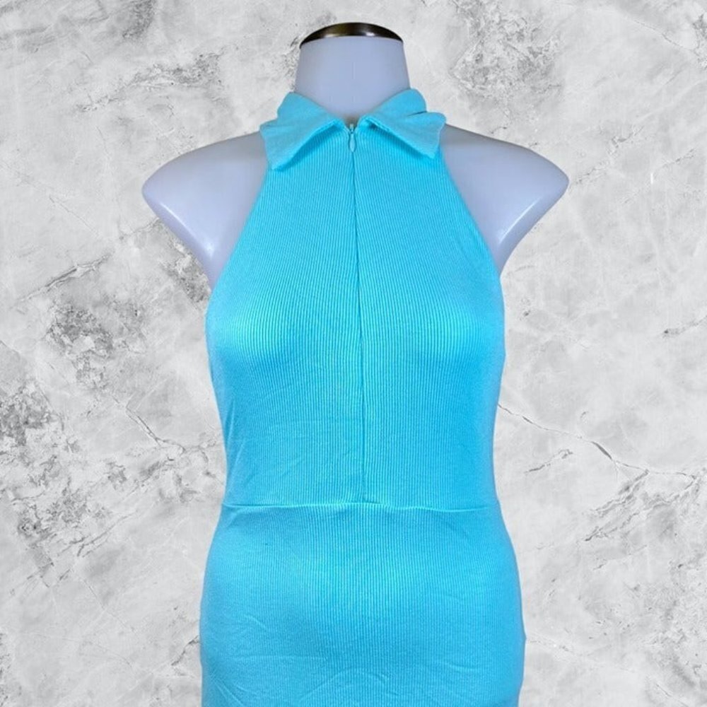 ALL THE WAYS Talia Open Back Zip Dress - Aqua - Picture 5 of 9